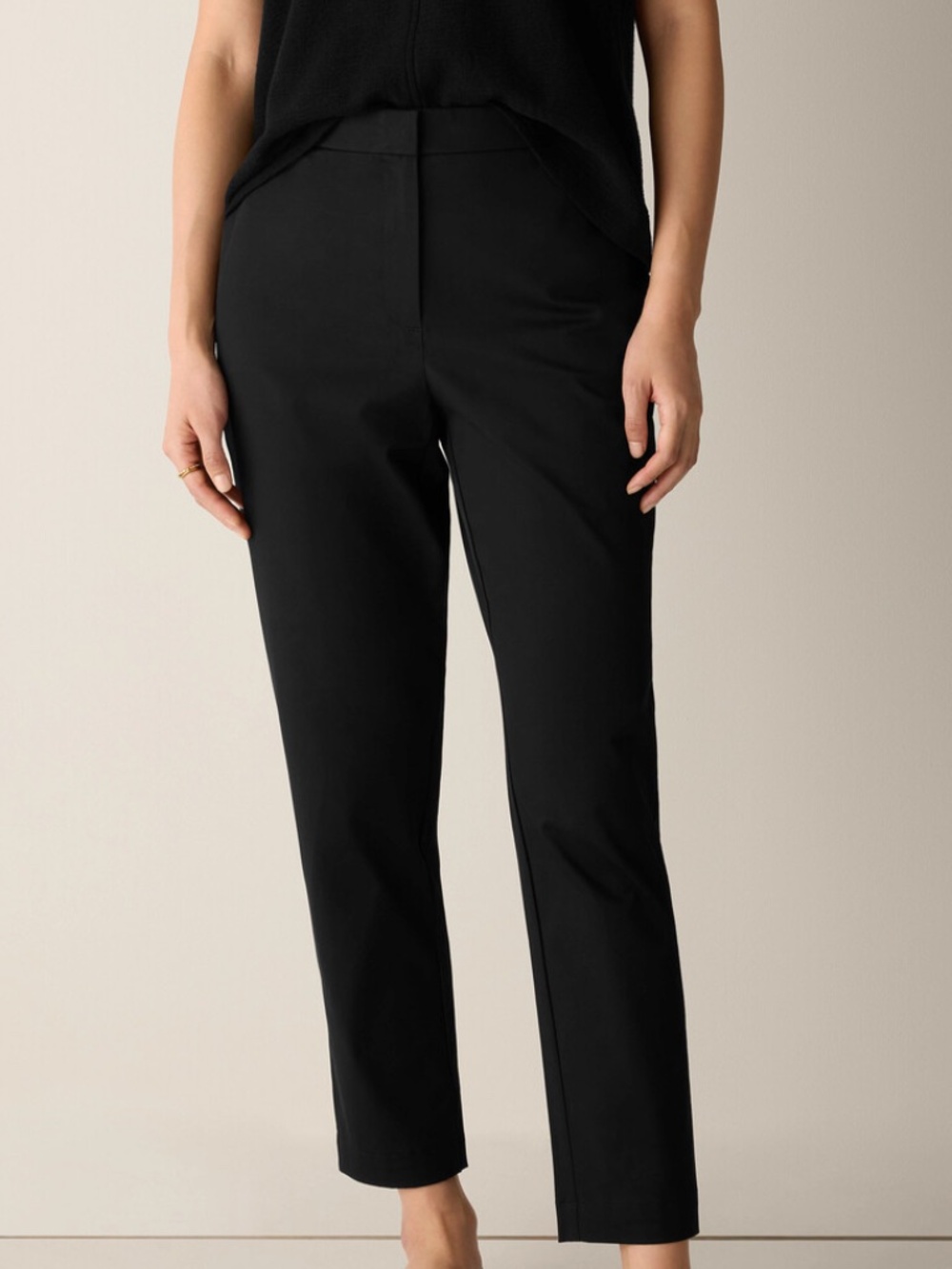 Eileen Fisher Organic Cotton Stretch Twill Black Ankle Pant Size 14 NWT
